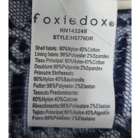 Foxiedox Daleyza Open Back Lace Navy Blue Midi Dress Medium - Picture 14 of 14